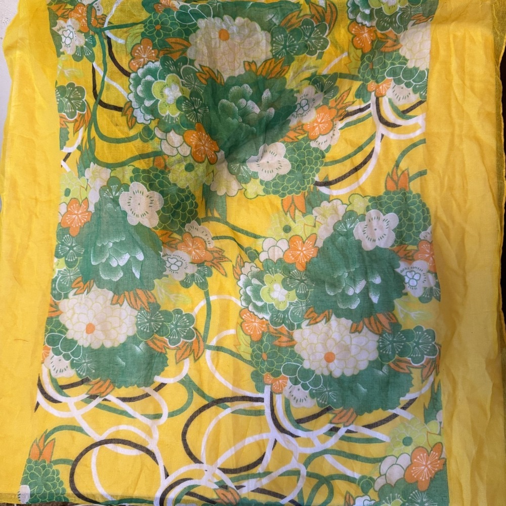 Mid Century Modern Scarf Womens Wrap Yellow & Green Oversized Oblong Retro 26x72